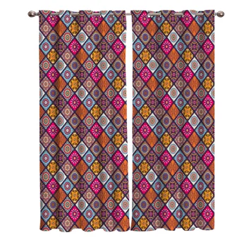 

Merry Christmas Morocco African Grid Window Curtains Living Room Boys Children Bedroom Kids Room Cortina Window Treatment