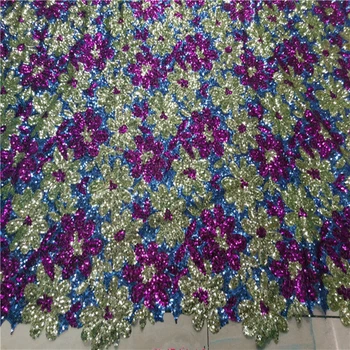 

Contrast Colour Embroidered Gauze Lace Fabric For Dance Dress DIY Sewing Material Sequin Floral Lace Fabric