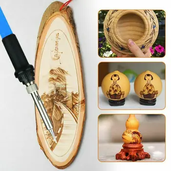 

71pcs 60W Wood Burning Pen Tool Soldering Stencil Iron Craft Set Pyrography Kit Temperature Adjustable Electric Iron Set 2020