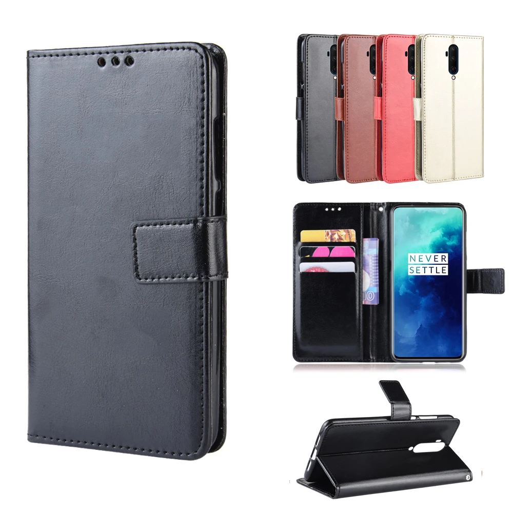 

For OnePlus 7T Pro Case Soft PU Leather Flip Stand Shockproof Wallet Cover For One Plus 7T Pro 1+7T Pro Case Card Slot Luxury