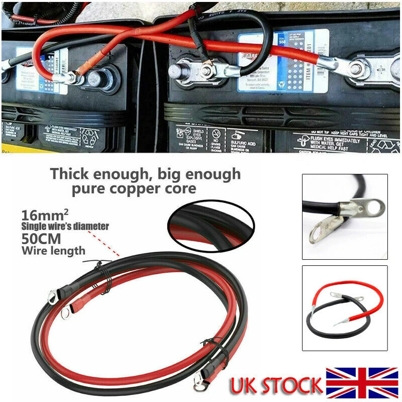 Cavi Batteria In Rame 50 Cm 16mm² 5 AWG | Coppia Rosso/Nero Con Capicorda M8 | Per Auto, Barca, Camper, Impianti Solari - 4