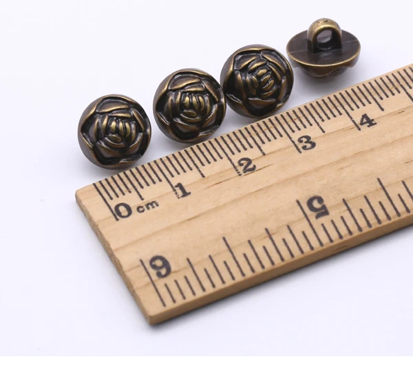 30pcs/lot Size:12mm New Flower buttons for Coat Bronze Color Scrapbooking accessories Plastic button(SS-857