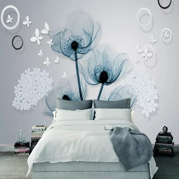 

3D Wallpaper Modern Stereo Flowers Butterfly Murals Living Room TV Sofa Art Home Decor Self-Adhesive Waterproof 3D Wall Stickers
