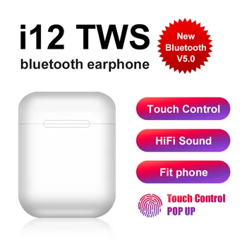 

i12 TWS Original Wireless Bluetooth 5.0 Earphone Sports Sweatproof Headphone Touch Portable Earbuds for i10 i20 tws i80