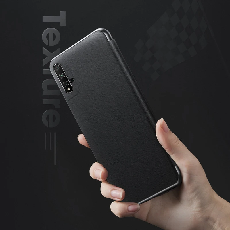 Чехол из искусственной кожи с окошком для Huawei P40 Honor 30 9A 20 Pro 20S V30 Nova 5T 4e 30i 20i 10i Lite 9X Y7