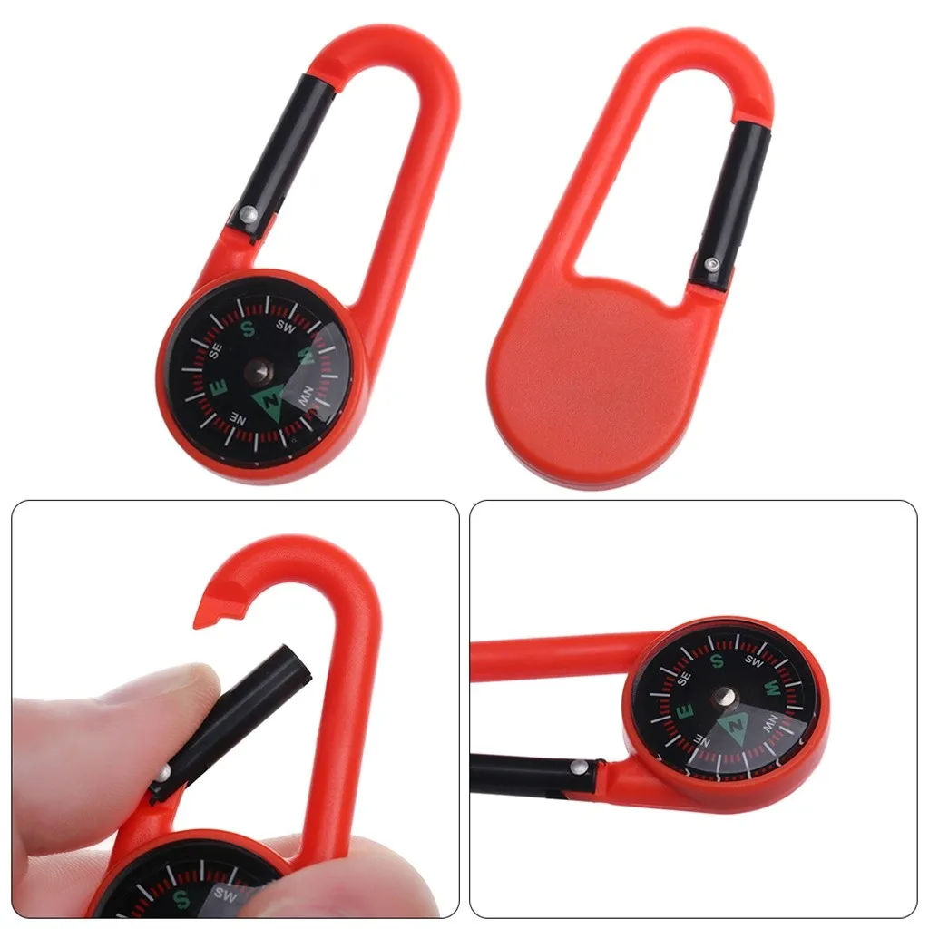 Mini Portable Compasse+ Carabiner Pointer Guides Compasse Keychain Climbing outdoor camping hiking hunting traveling#W