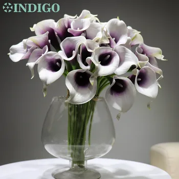 

INDIGO- 25pcs/Lot - Mini Size PE Calla Lily Real Touch 12 Colors Decorative Flower Artificial Flower Wedding Party Free Shipping