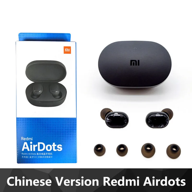 Черный Xiaomi Redmi Airdots TWS Bluetooth 5,0 наушники стерео беспроводные активные шумоподавления с микрофоном свободные Наушники управление AI - Цвет: Черный