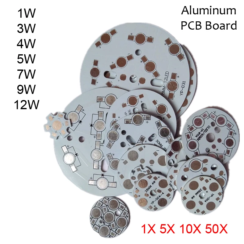 1-50 шт в наборе, Алюминий пластина 1 Вт, 3 Вт, 4 Вт, 5 Вт, 7 Вт, 9 Вт, 12 Вт, светодиодный PCB база светильник Панель теплоотвод Подложка для потолочные светильник доска, bulib лампа "сделай сам"