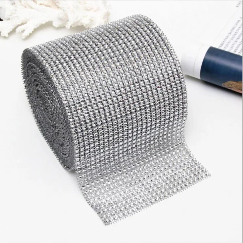 1 м/рулон Bling сетка-рулон с алмазами Silve Стразы DIY украшения стол торт обертывание ленты с кристаллами Свадебные украшения