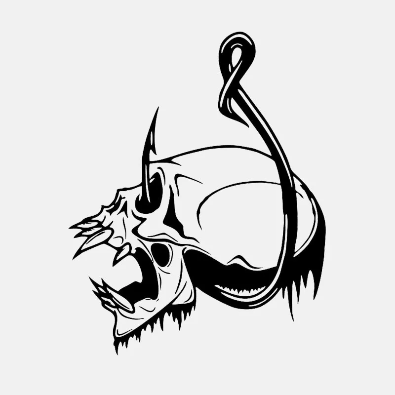 

Interesting Skull Fish Hook Fishing Bone Boat Car Sticker Accessories Car Window Decal PVC for Volkswagen Polo Golf Audi A4 Q3
