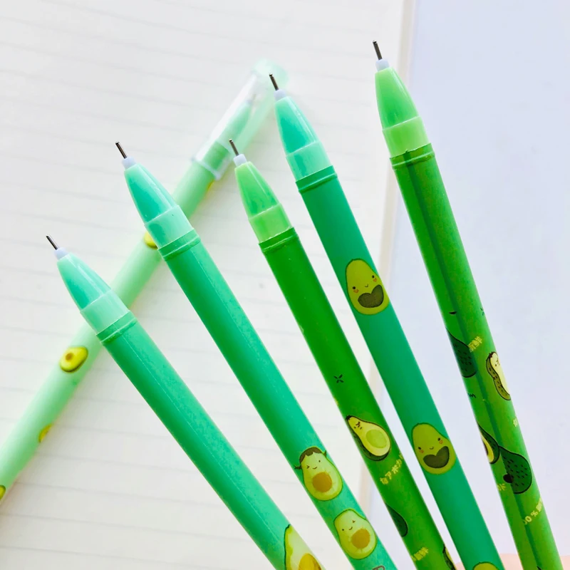 2X Милая авокадо зеленая фруктовая гелевая ручка кавайные канцелярские школьные принадлежности