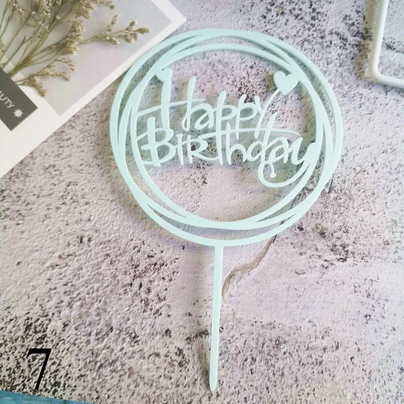 1 шт., украшение для торта с надписью «Happy Birthday», украшение в виде блестящей звезды на день рождения, зеркальный акриловый Топпер для торта, декор для торта в честь рождения ребенка - Цвет: 18