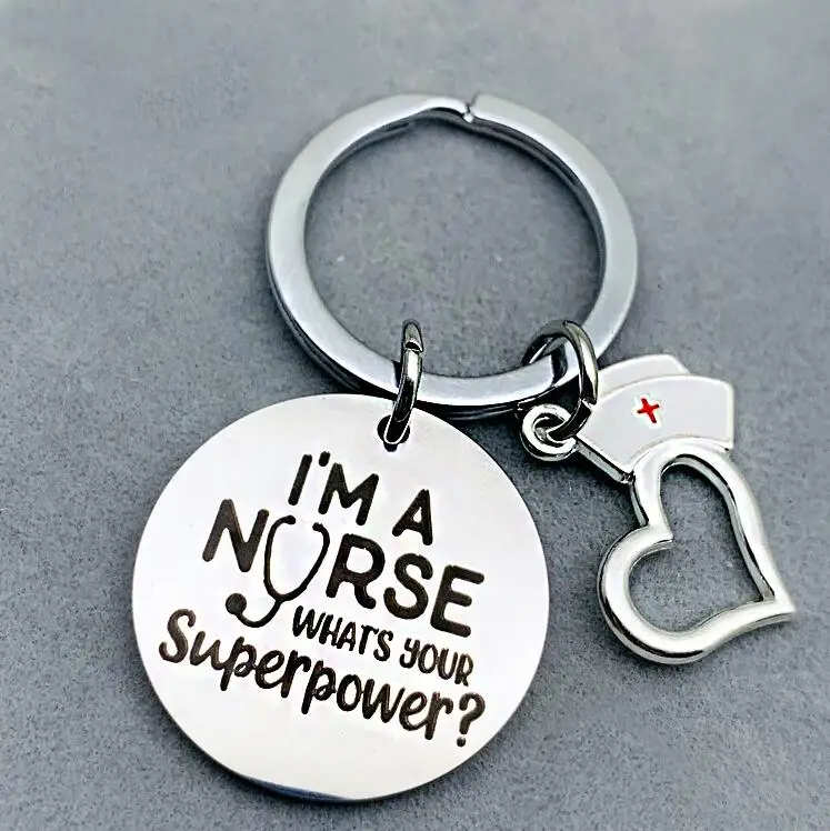 10 шт./лот,, подвеска для сумки I am a nurse, модный металлический брелок для ключей, подарочная сумочка, автомобильные аксессуары
