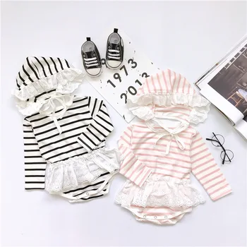

2019 Fashion Girls Striped Cotton Romper Autumn Kids Girls Jumpsuit 0-3 years