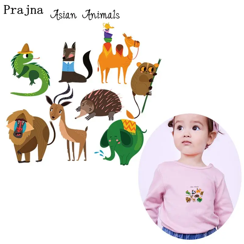 

Prajna Asian Animals Iron On Transfers For Clothes Heat Transfer Vinyl Cute Patches Kids Thermal Stickers DIY Printed Applique