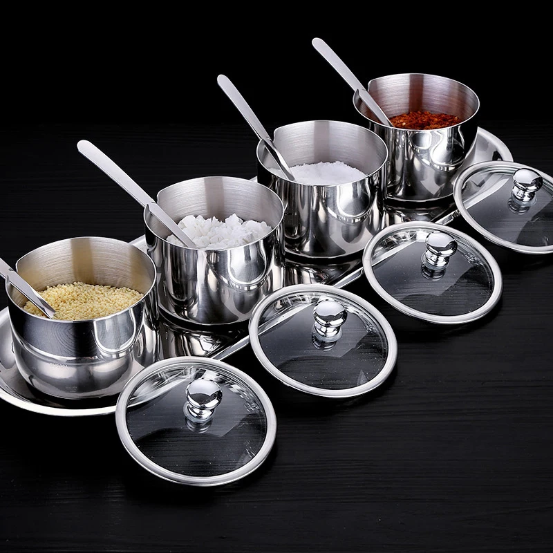 

Kitchen Tool Stainless Steel Seasoning Jar Multipurpose Spice Salt Bottle Tank Pepper Shaker Can Suger Box Condiment Container