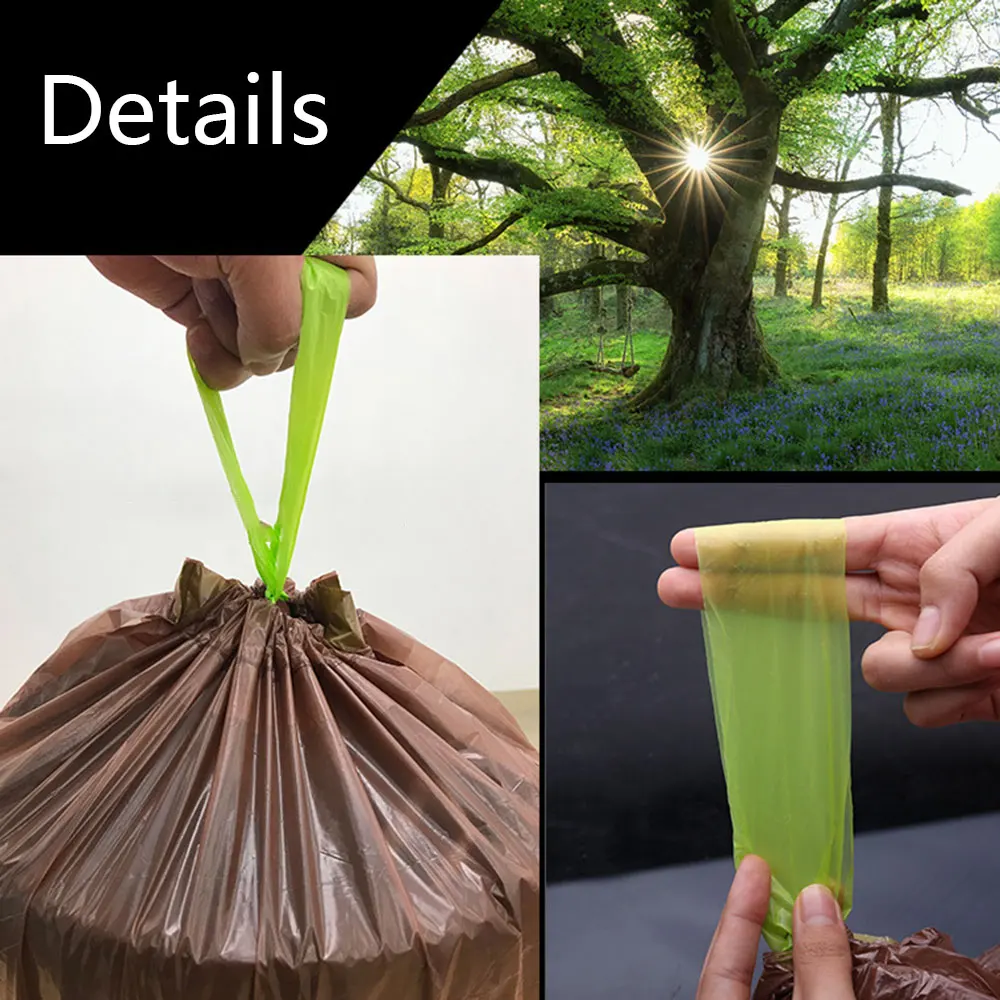 Home Kitchen Dustbin Bin Environmentally Degradable With New Eco-friendly Drawstring Brown Garbage Bag Home Room Supplies