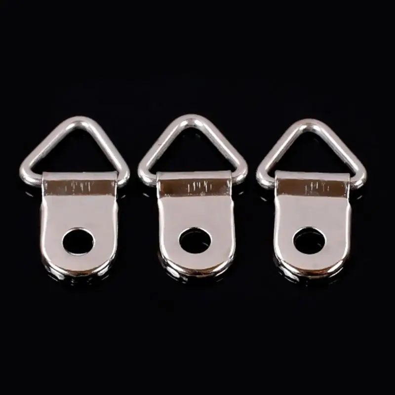 100pcs D Ring Hanging Picture Frame Strap Hanger Hooks Oil Painting Mirror Hanger 100 Screws Picture Frame Hangers