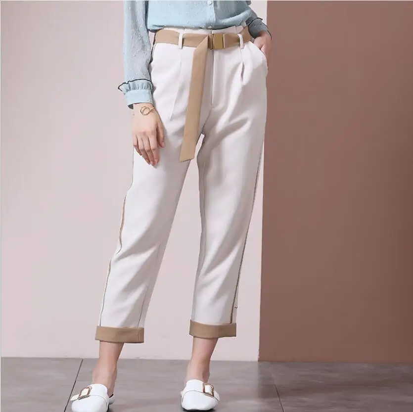 Джоггеры женские брюки Pantalones Mujer Cintura Alta осенние свободные повседневные Прямые