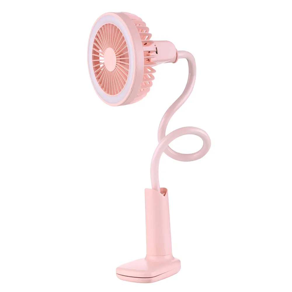 Pink Reading Light LED Clip Booklight Book Lamp Flexible Portable Adjustable Mini Fan COB Rechargeable Torch Piano Music Stand Study - Цвет: Pink