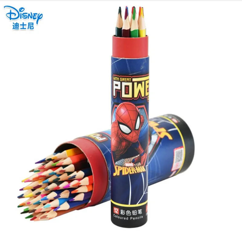 

Hot Sales Cartoon Colored Pencil Spider-Man 12 Color 18 Colors Children Cute Cartoon Painted Painting Crayon Art Supplies