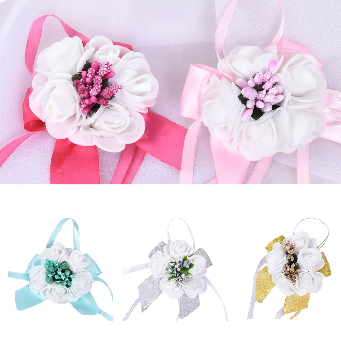 

Wrist Corsage Bridesmaid Sisters Hand flowers Artificial Bride Flowers For Wedding Dancing Party Decor Bridal Prom
