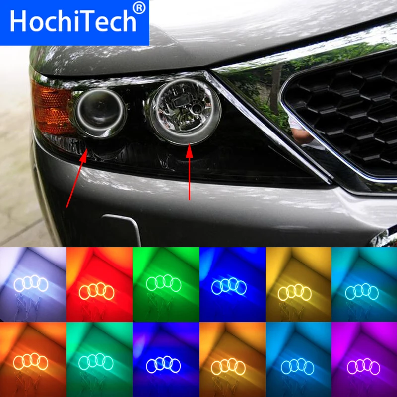 Для Kia Sorento R 2009 2010 2011 2012 RGB светодиодный фар колец halo ангел демон глаза с пульта
