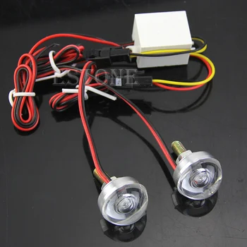 

12V Motorcycle License Plate Frame Bolt Red LED lens Light Strobe Flashing New