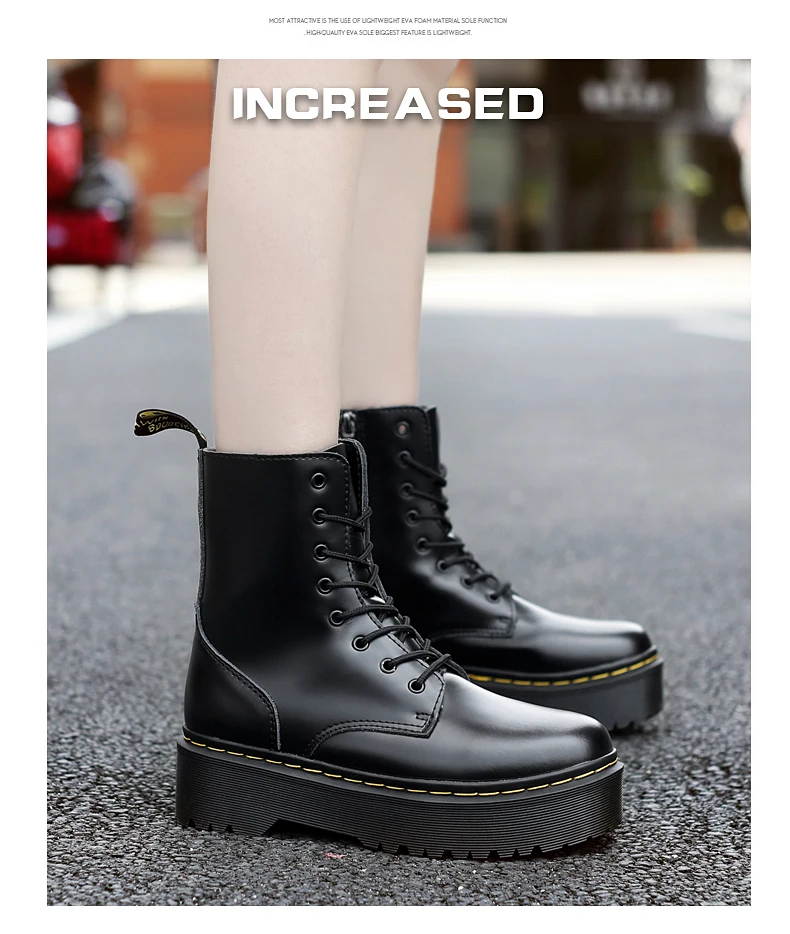 Martens Chelsea Boots Women Shoes New Black Leather Ankle Boots Women Punk Shoes Thick Bottom Platform Motorcycle Boots De Mujer Martens Chelsea Boots Women Shoes New Black Leather Ankle Boots Women Punk Shoes Thick Bottom Platform Motorcycle Boots De Mujer