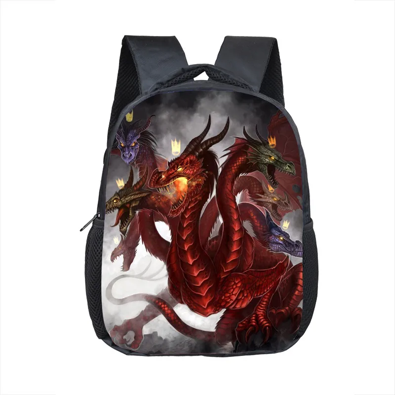 12cundragonborn06 Маленький рюкзак в стиле панк, готика, темный медведь/единорог/Лев/кролик/дракон, школьные сумки для мальчиков, детский мини рюкзак для детского сада - Цвет: 12cundragonborn06