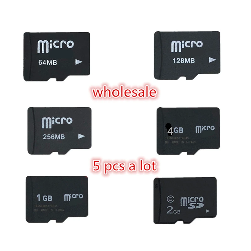 

Promotion!!! 5pcs Micro SD Card 64MB 128MB 256MB 512MB 1GB 2GB 4GB 8GB TF card TransFlash Card Memory card