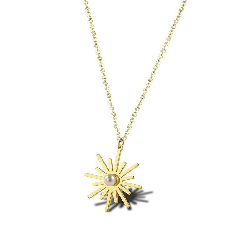 RIR Fashion Natural Pearl Sun Flower Necklace Sunshine Sky Like Solar System Pendant Bohemian Exquisite Mother's Gift | Украшения и