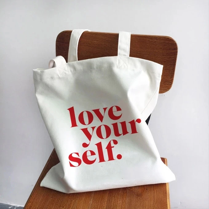 Handbags Tote-Bag Canvas Eco Quotes Travel Reusable Women Ladies Shoulder Girl Power