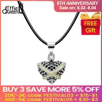 Effie Queen-collar de cadena de cuero genuino, colgante de corazón, forma de pala de póker, con Circonia cúbica AAA, regalo de joyas de fiesta, color negro, DN182
