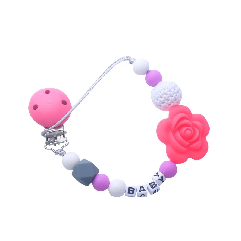 Imebaby baby cartoon flower teether silicone baby pacifier anti-chain baby teething toy diy baby teether