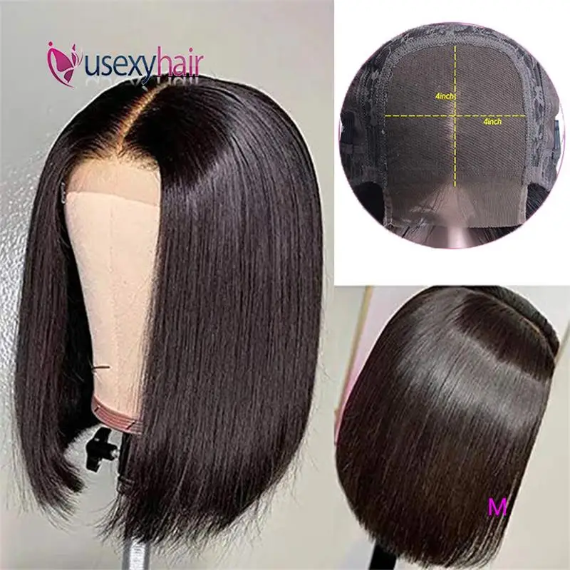 USEXY 4*4 парик бразильские прямые человеческие волосы закрытие для чернокожих