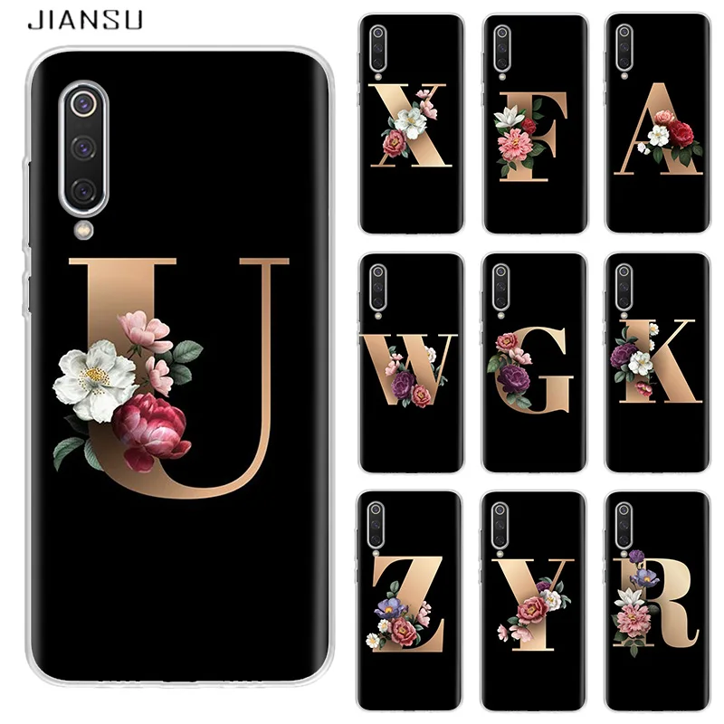 Мягкий чехол с буквами алфавита и цветами для Xiaomi 5X 6X Xiomi A1 A2 Xiami 8 9SE 10 lite 9T Note Pro