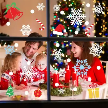 

8 Sheets Christmas Window Clings Easy to Attach Glue-free Window Stickers Window Decals Art Stickers for Christmas Festival
