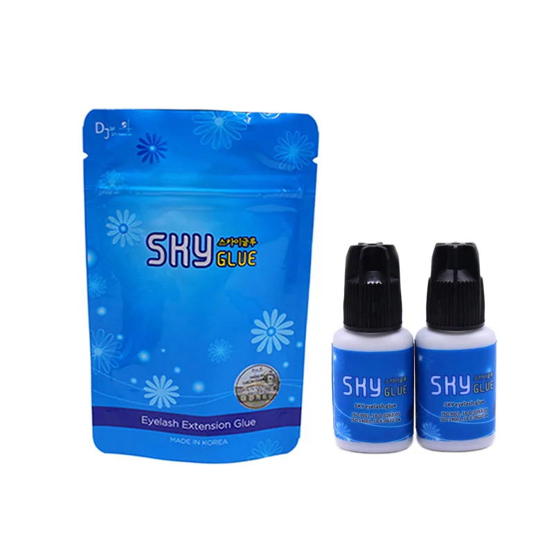 5 Bottles Korea Sky Glue S+ for Eyelash Extensions Adhesive 5ml Black Cap False Lash Glue Tools Beauty Makeup Professional