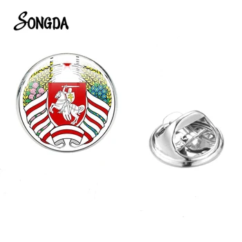 

Republic of Belarus Knight Symbol Lapel Pin Belarus Emblem Clear Print Glass Cabochon Stainless Steel Pins Badges Souvenir Gift