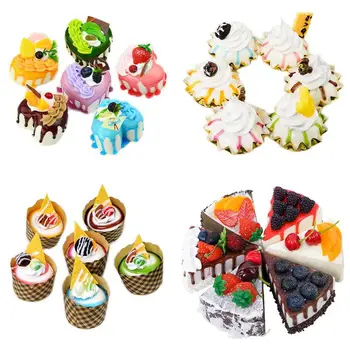 6pcs Realistic Artificial Simulation Cake Ice Cream Dessert Bakery Food
Display