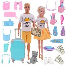 Poupée barbie de plage, 30 pièces/ensemble, valise de voyage, ensemble de jeu pour Couples, vêtements inclus, chaussures, accessoires de valise, poupée de 11.8 pouces et 30cm