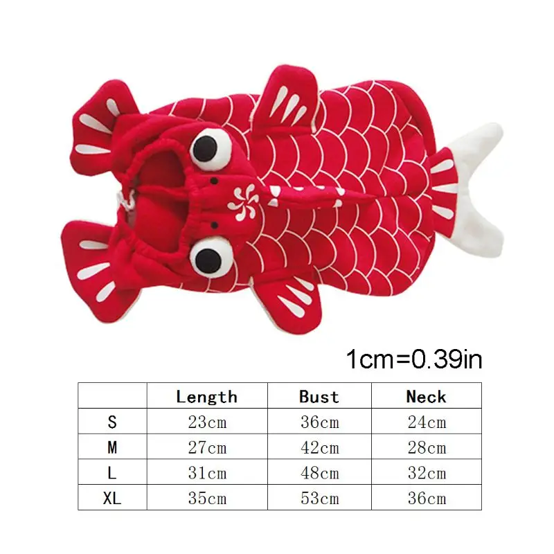 Red Cute Pet Dog Role-playing Suit Goldfish Puppy Cat Costume Christmas Decor