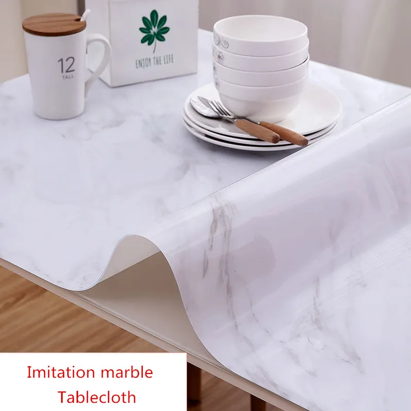  High Grade Imitation Marble Pvc Coffee Table Mat Custom Made Waterproof Oilproof Heat Resistant Tab
