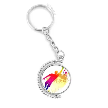 

Football Goalkeeper Blocks Soccer Rotatable Key Chain Ring Keyholder