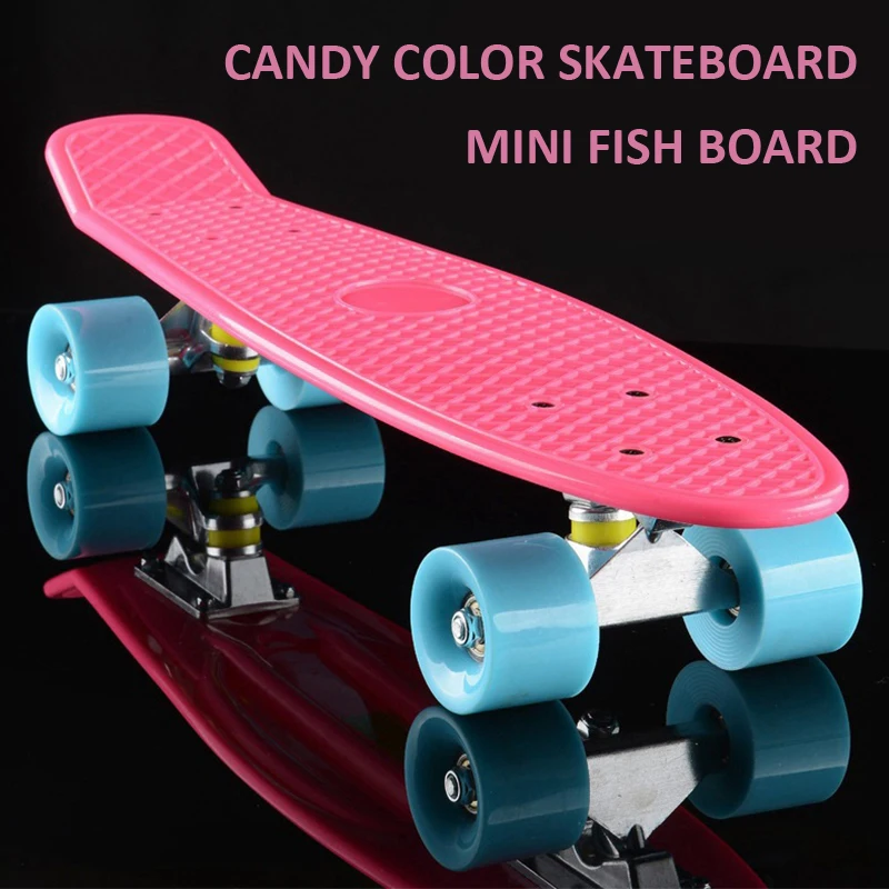 Bambini Bambini 56*15Cm Colorato Candy Fish Board Scooter Skateboard Retro Penny Board Flash Wheel Truck Cuscinetti Mini Skate Board