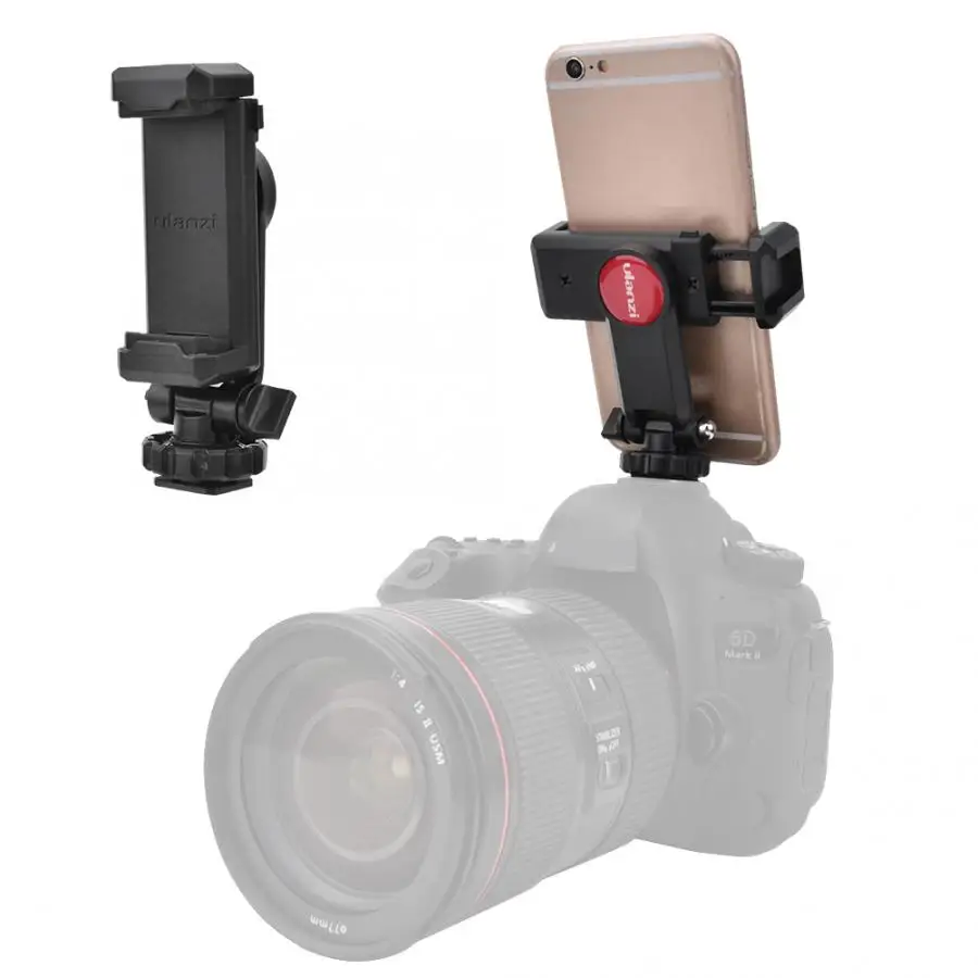 Ulanzi ST-06/IRON MAN II/ST-07 Phone Holder Tripod Mount Camera Hot Shoe Smartphone Clip 360° Rotation Universal for DSLR Camera