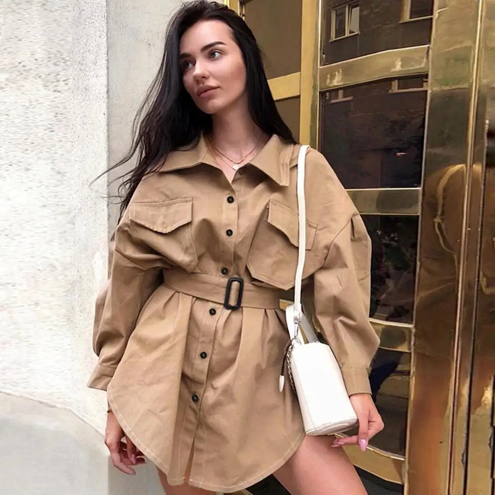 

Spring Coat Women Trench Casual Long Sleeve Windbreaker Coat Belt Overalls Tops Blouse Coat Cortaviento Mujer #2B14