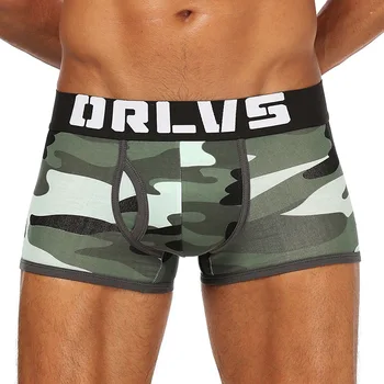 

Free shipping, 2020 hot style mid-waist men's panties, pure cotton butt-up camouflage boxer briefs